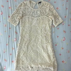 White lace-pattern party dress